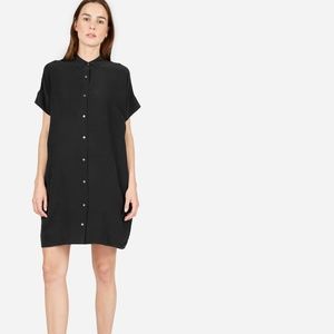 NWT Everlane Silk Square Shirt Dress, 4, black